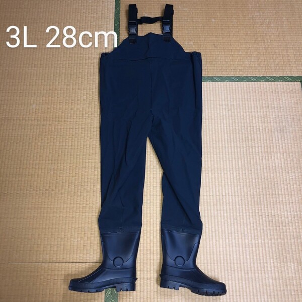 新品未使用 送料込み メンズ レディース 胴付き長靴 ウエーダー WADER 3L28cm ネイビー