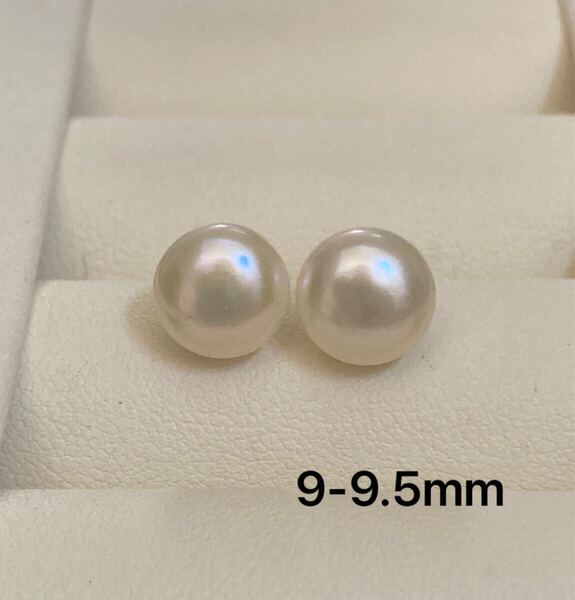 照り良く 淡水真珠ピアス 直結 アレルギー対応 ホワイト 9-9.5mm 入学式 卒業式 発表会 aa5