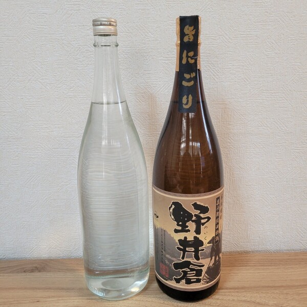 焼酎 2本セット 野井倉 にごり 明月 クリアボトル 透明ボトル 芋焼酎 1800ml 一升瓶