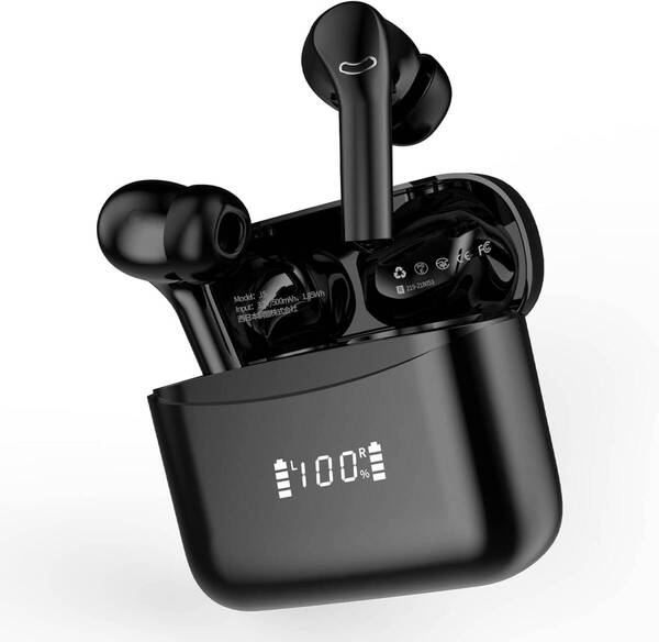新品未使用送料無料ワイヤレスイヤホン Bluetooth ENC通話ノイズ低減 Hi-Fi重低音 内藏LED残量表示 36時間連続再生 Bluetooth5.3+EDR