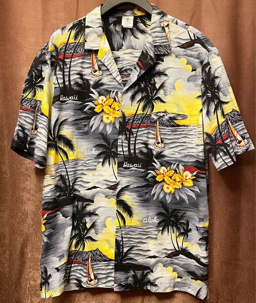 MADE IN HAWAII製 ROYAL CREATIONS HAWAII 半袖 アロハシャツ グレー XLサイズ ロイヤルクリエーションハワイ ハワイ製 ハワイアンシャツ