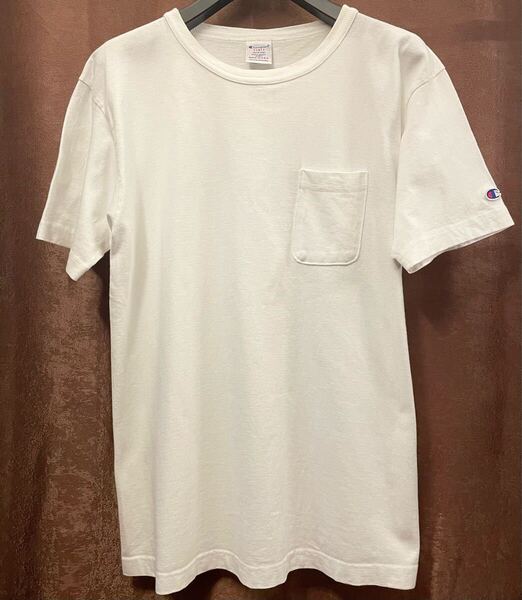 MADE IN USA製 Champion T1011 ヘビーウェイトポケット付き半袖Tシャツ ホワイト Mサイズ チャンピオン アメリカ製 米国製 白 Tシャツ 無地