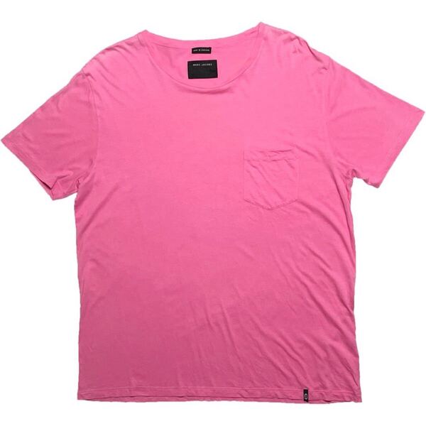 MADE IN PORTUGAL製 MARC JACOBS 胸ポケット付き 半袖クルーネックTシャツ ピンク XLサイズ マークジェイコブス ポルトガル製 無地 Tシャツ