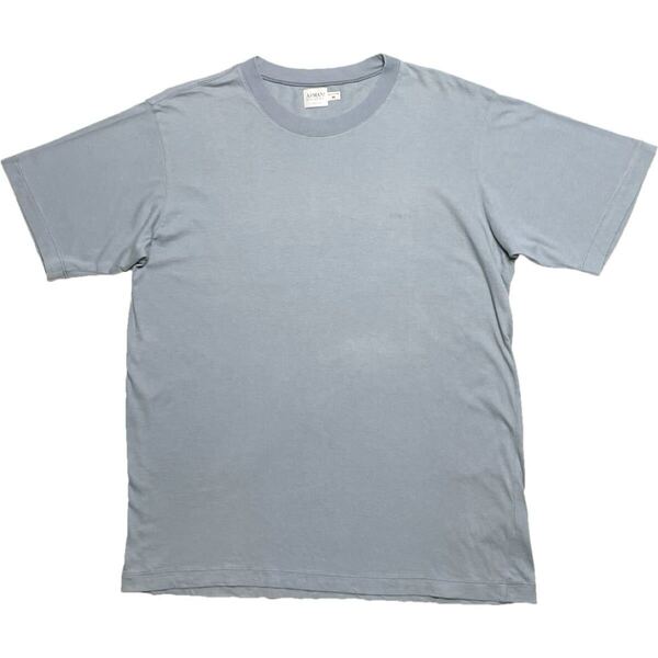 MADE IN ITALY製 ARMANI COLLEZIONI 半袖クルーネックTシャツ ブルーグレー Mサイズ アルマーニコレツィオーニ アルマーニ イタリア製