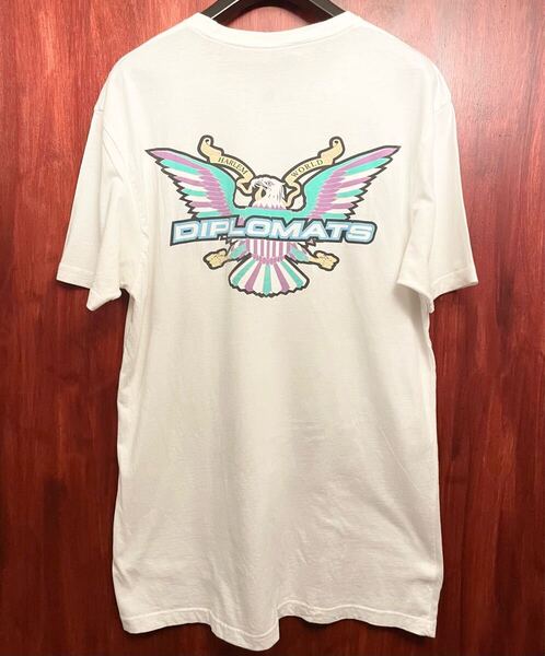 激レア MADE IN USA製 ATMOS NEW YORK × DIPLOMATS バックプリントTシャツ ホワイト Lサイズ アトモス ディプロマッツ アメリカ製 米国製
