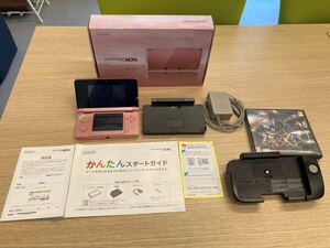 ニンテンドー3DS本体 ミスティピンク 箱説付★おまけ3DS用 純正拡張スライドパッドCTR-009+モンスターハンターダブルクロスソフト付き