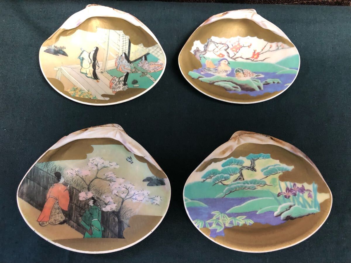 1431 源氏絵　蛤　香合　相馬大　王朝文華　源氏貝あわせ　工芸品　未使用 1431 源氏絵 蛤 香合 相馬大 王朝文華 源氏貝あわせ 工芸品 未使用