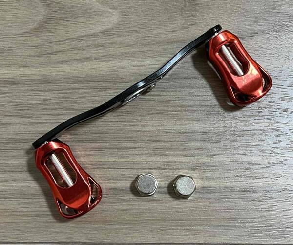 見切り品 【訳あり】 ベイトリール ダブルハンドル ノブ レッド カスタム 汎用 ダイワ シマノ 交換 釣り 軽量 通用 組み立て 青物 両軸