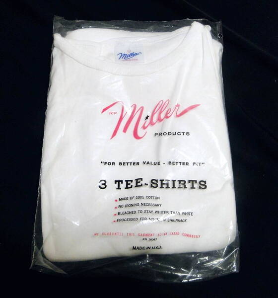 90's デッドストック ミラー リブT L-SIZE SHORT SLEEVE 3PACK(3枚) CREW TEE 3Pパック 送料込