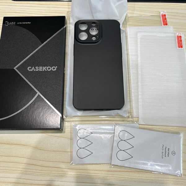 a374 ほぼ裸」CASEKOO iPhone 13プロ ケース ガラスフィルム付属 指紋防止 薄型 軽量 さらさら手触り 画面レンズ保護 ハードケース