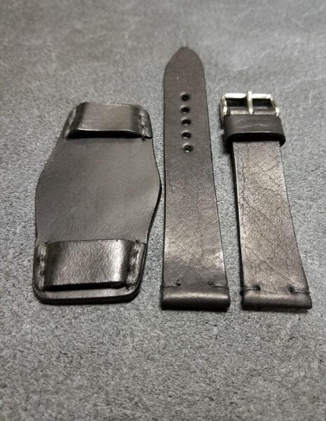 20mm イタリアンオイルレザー BUND ベルト つや消しブラック レニクラ モデル