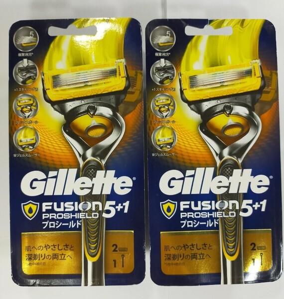 Gillette ジレット フュージョン5 プロシールド 本体 ホルダー+替刃2個入 極薄5枚刃 髭剃り カミソリ 2個セット y10806-2-HB5