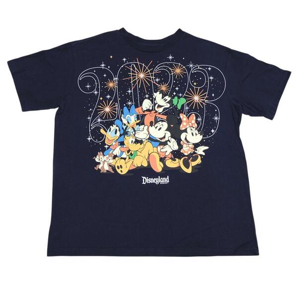 ディズニー 半袖Tシャツ ミッキーマウス 花火 キャラクターT 夏物古着l10 XL相当