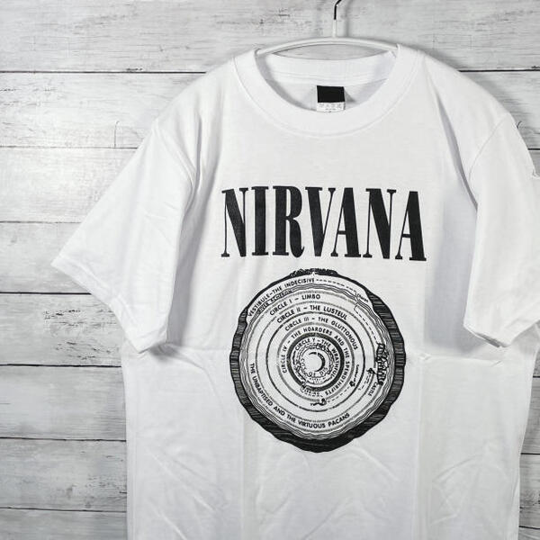 Nirvana ニルヴァーナ バンドTシャツ サークルロゴ ロックTシャツ XL白 メンズ