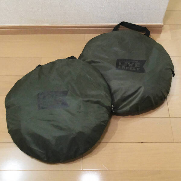 POP UP TENT ポップアップテント 2張りセット カーキオリーブ ピクニック 海水浴 BBQ アウトドア