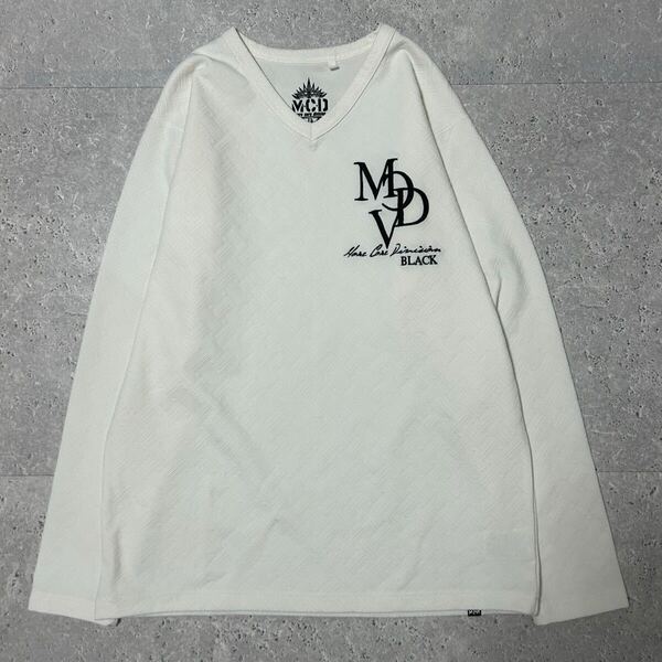 MCD メンズ Y2K Tシャツ カットソー ホワイト ロンT 長袖Tシャツ ロングTシャツ 白 刺繍 L サイズ 7528FH