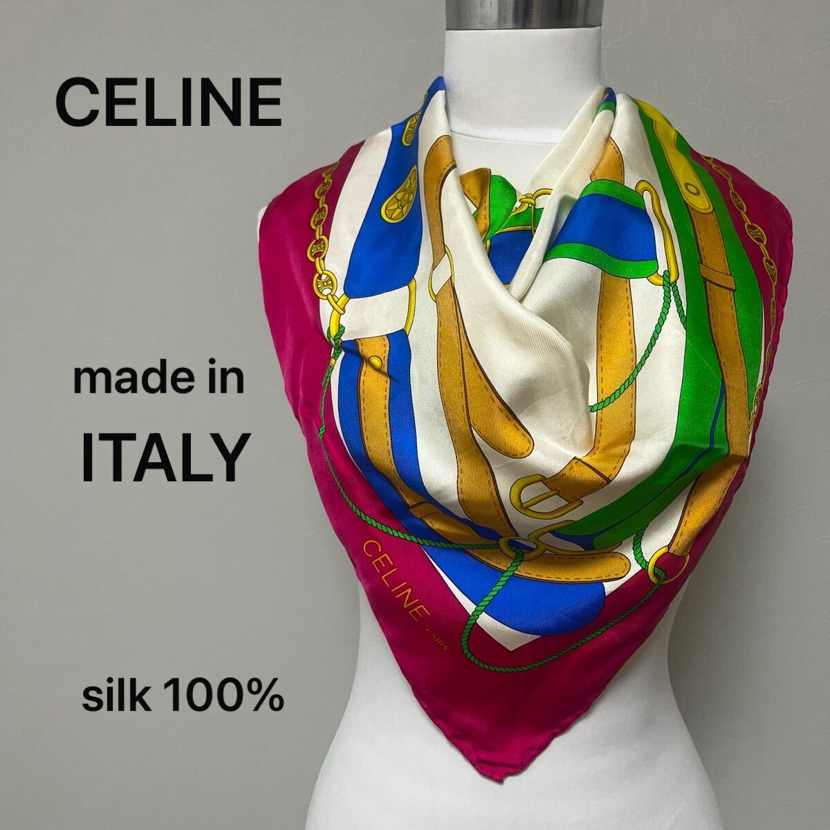 CELINE セリーヌ　大判スカーフ　シルク100% ジュエリー柄　未使用 CELINE】 セリーヌ シルクスカーフ 大判スカーフ - メルカリ