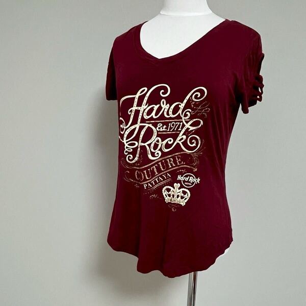Japanese label Y2K ハードロックカフェ Tシャツ ボルドー 半袖Tシャツ 臙脂色 ワインレッド XS 7528FH