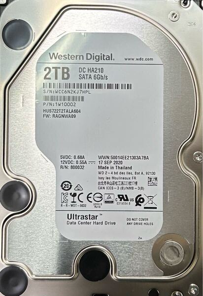即決 送料無料 WESTERN DIGITAL WD DC HA210 2TB 3.5インチ HDD ハードディスク NAS 中古