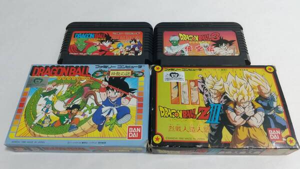 【送料込み】FC ドラゴンボール 神龍の謎(箱説付き) & ZⅢ 烈戦人造人間(箱説付き) & 大魔王復活 & 悟空伝 DB 簡易消毒済み
