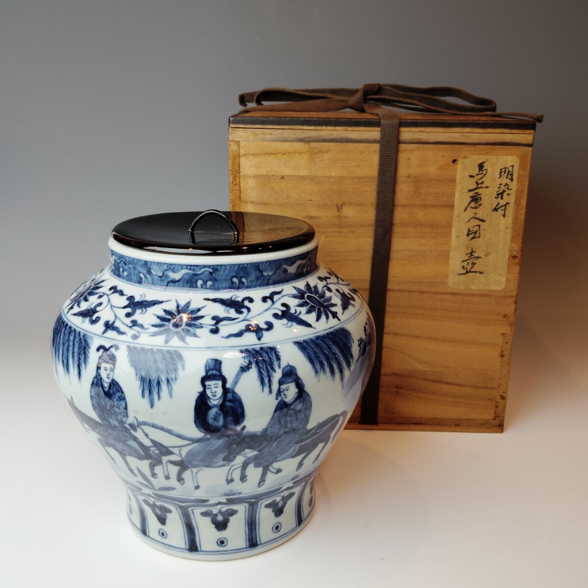 中国骨董 中国景徳鎮製 茶壺 陶器製 花鳥 蓋付き 茶壷 ツボ