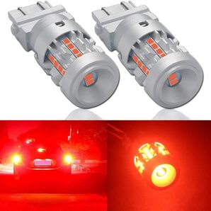 『送料無料』P27/7W 3157 T25 LEDダブル レッド 爆光 バルブ 12V-24V ストップ テールランプ ブレーキ 2個 Es 赤 ライト
