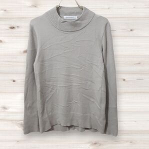 D0159 エレガーメント ELEGARMENT ニット セーター 長袖 (38) ベージュ 無地 タートルネック/ハイネック ウール 春秋冬