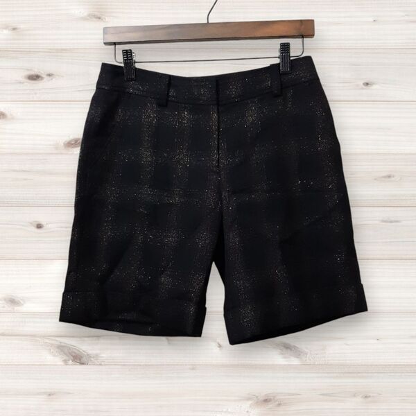 D0218 ナチュラルビューティーベーシック NATURAL BEAUTY BASIC ショートパンツ ハーフパンツ 短パン ズボン (S) 黒 総柄 ウール 夏