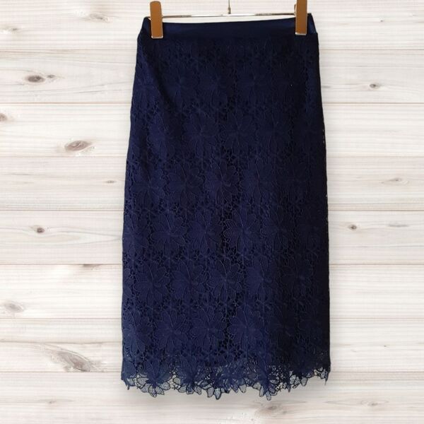A1010 トッコクローゼット tocco closet ロングスカート タイト (M) ネイビー 濃紺 花柄 総柄 春夏秋冬 オールシーズン