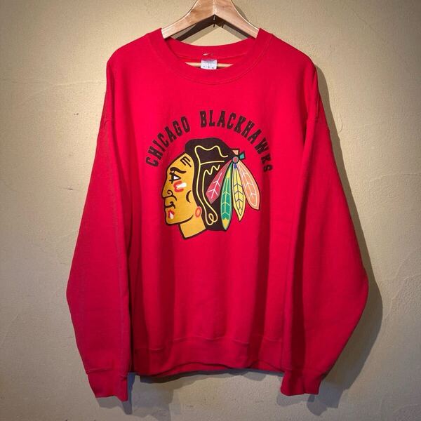 ★送料込み★ 00's ヴィンテージ 古着 NFL CHICAGO BLACKHAWKS ブラックホークス NFL アメフト スウェット トレーナー インディアンヘッド
