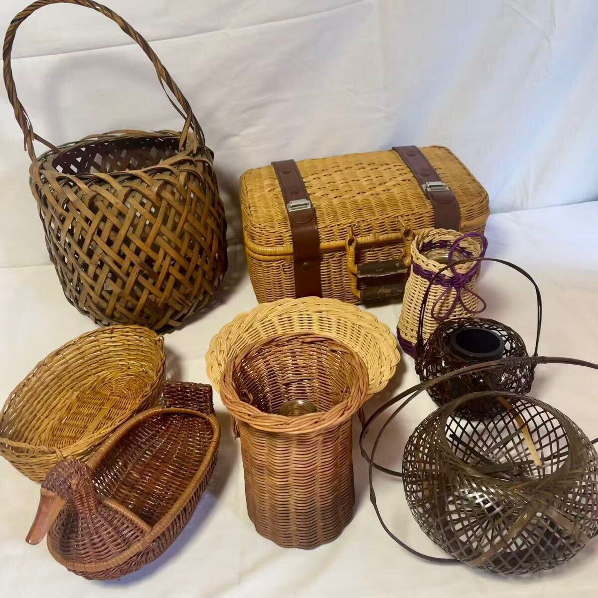 古美術 古竹 瓢箪型の竹編みの花籠 竹籠 花器 茶道具 古道具 置物 Yahoo!オークション -「竹 花籠」の落札相場・落札価格