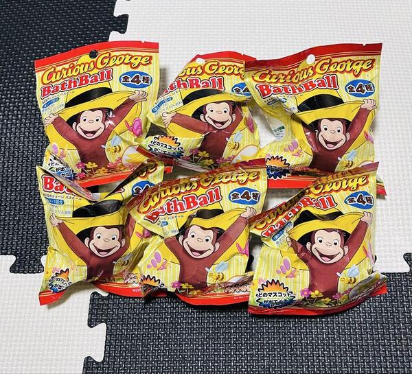 おさるのジョージ バスボール 新品 6個セット マスコット フィギュア 匿名配送