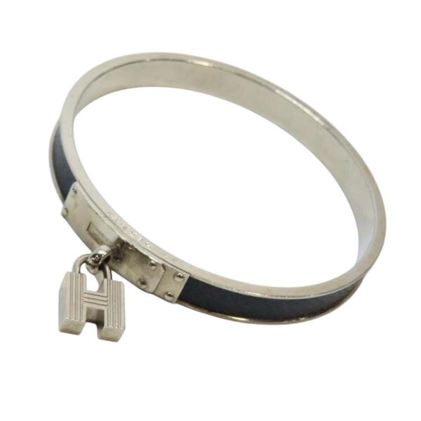 【美品】 HERMES エルメス バングル ブレスレット ケリー ケリーバングル シルバー アクセサリー レザー