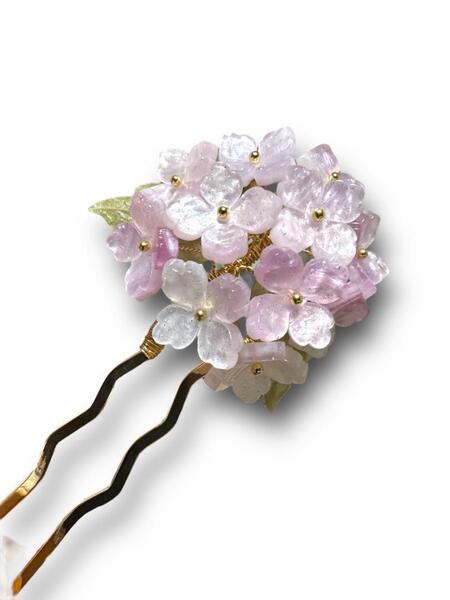 髪飾り 浴衣 淡いピンクのグラデ 紫陽花の髪飾り 紫陽花 ゆかた 和装小物 夏着物 簪 夏祭り 花火大会 あじさい 可愛い 上品