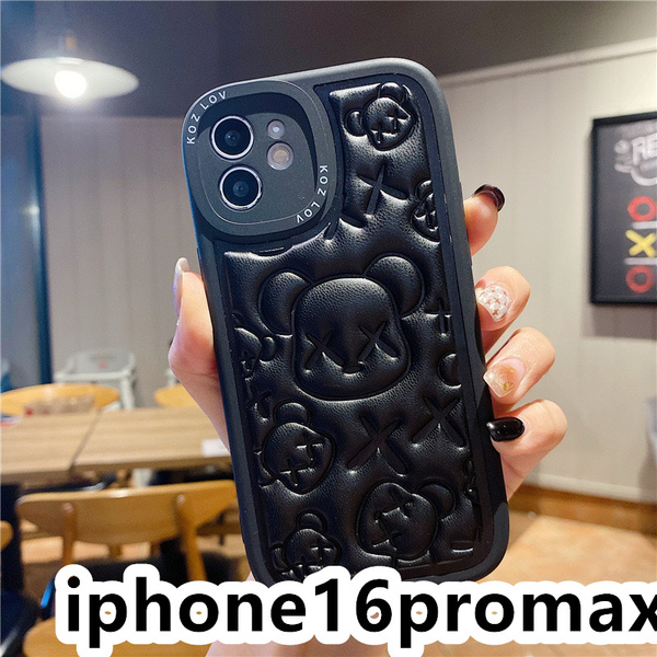 iphone16promaxケース カーバー TPU 可愛 お洒落 熊 お得 ケース ブラック3