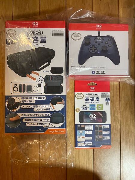 新品 ホリパッド TURBO for Nintendo Switch 2 ネイビー ケース、保護フィルム付き