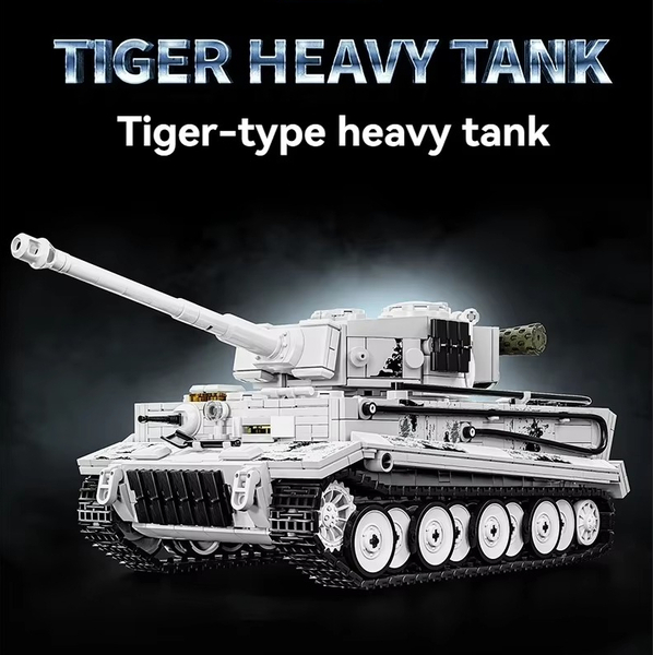 ドイツ軍 ティーガー重戦車 冬季迷彩 インテリア再現モデル レゴ互換 ミリタリー 兵器