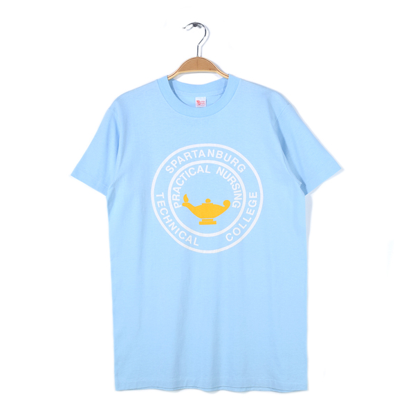 【送料無料】70s カレッジプリント USA製 ヴィンテージTシャツ シングルステッチ SPARTANBURG TECHNICAL COLLEGE メンズM 古着 @BZ0425