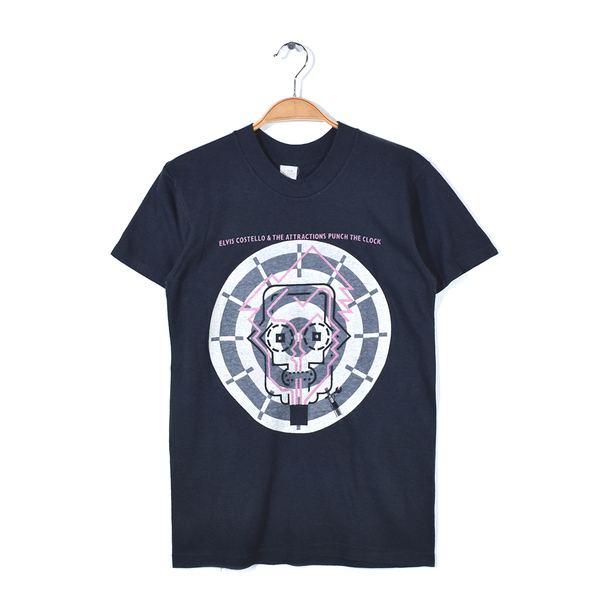 【送料無料】80s エルヴィスコステロ USA製 ヴィンテージTシャツ ロックTシャツ パンチザクロック ELVIS COSTELLO メンズS相当 @AAA1552