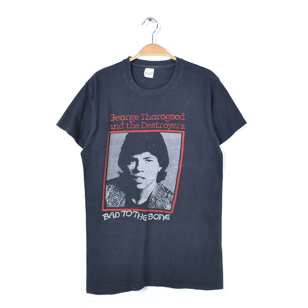 【送料無料】80s ジョージサラグッド USA製 ヴィンテージTシャツ ロックTシャツ バッドトゥザボーン GEORGE THOROGOOD メンズL @AAA1374
