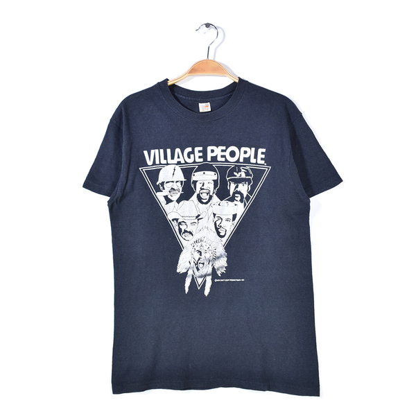 【送料無料】70s ヴィレッジピープル USA製 ヴィンテージTシャツ ロックTシャツ プロモT VILLAGE PEOPLE メンズM 古着 @AAE1061