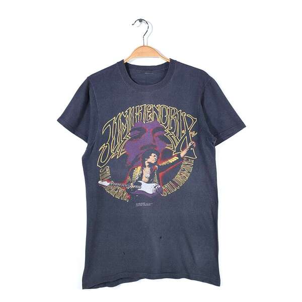 【送料無料】80s ジミヘンドリックス ヴィンテージTシャツ ロックTシャツ フェード JIMI HENDRIX メンズS相当 古着 @AAA1569