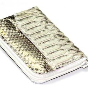 【日本一優勝SALE】【送料込み】【数量限定】【新品】【コイン】本パイソン革■薄金パールゴールドカラー加工■ラウンドコインウォレットGD