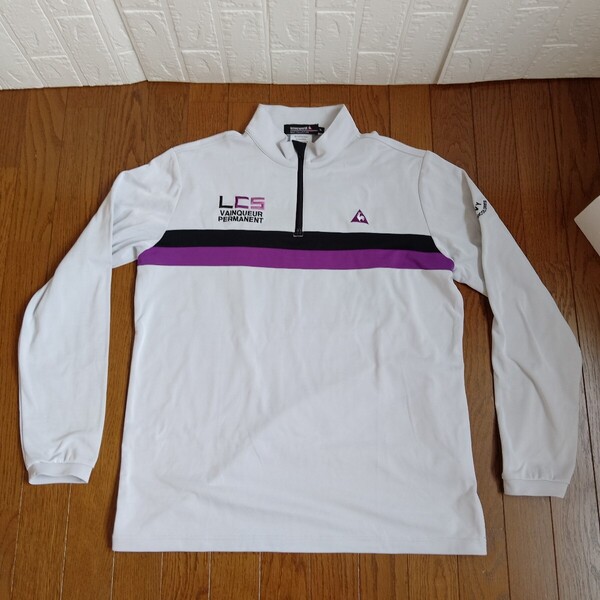 1965【中古】le coqsportif golf ルコックスポルティフゴルフ ゴルフウェア 長袖 ハーフジップジャケット メンズ サイズ 3L グレー