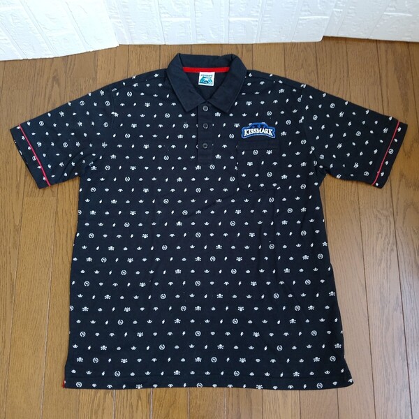 1970【中古】kiss mark golf キスマークゴルフ ゴルフウェア 半袖 ポロシャツ メンズサイズ 3L 黒白赤
