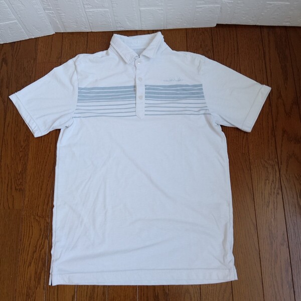 1971【中古】TRAVIS MATHEW GOLF トラビスマシューゴルフ ゴルフウェア 半袖ポロシャツ メンズサイズ M 白グレー