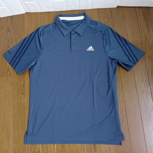 1982【中古】adidas golf アディダスゴルフ ゴルフウェア 半袖 ポロシャツ メンズ サイズ L/G ダークブルー