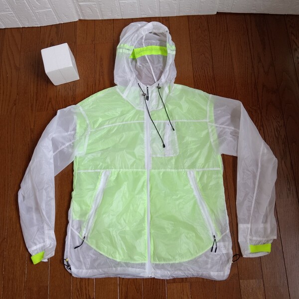 1983【中古】NIKE NERGY GOLF ナイキネジーゴルフ ゴルフウェア 長袖 ナイロンパーカーメンズサイズ Fフリーサイズ 透明蛍光グリーン