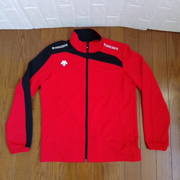 2012【中古】DESCENTE GOLF デサントゴルフ ゴルフウェア 長袖フルジップジャケット メンズ サイズ XO 赤黒