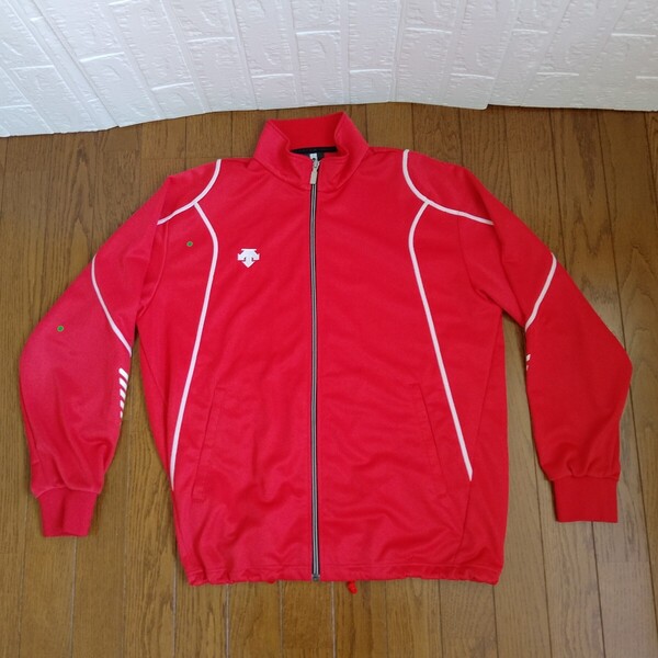 2015【中古】DESCENTE GOLF デサントゴルフ ゴルフウェア 長袖フルジップジャケット メンズサイズ M 赤白